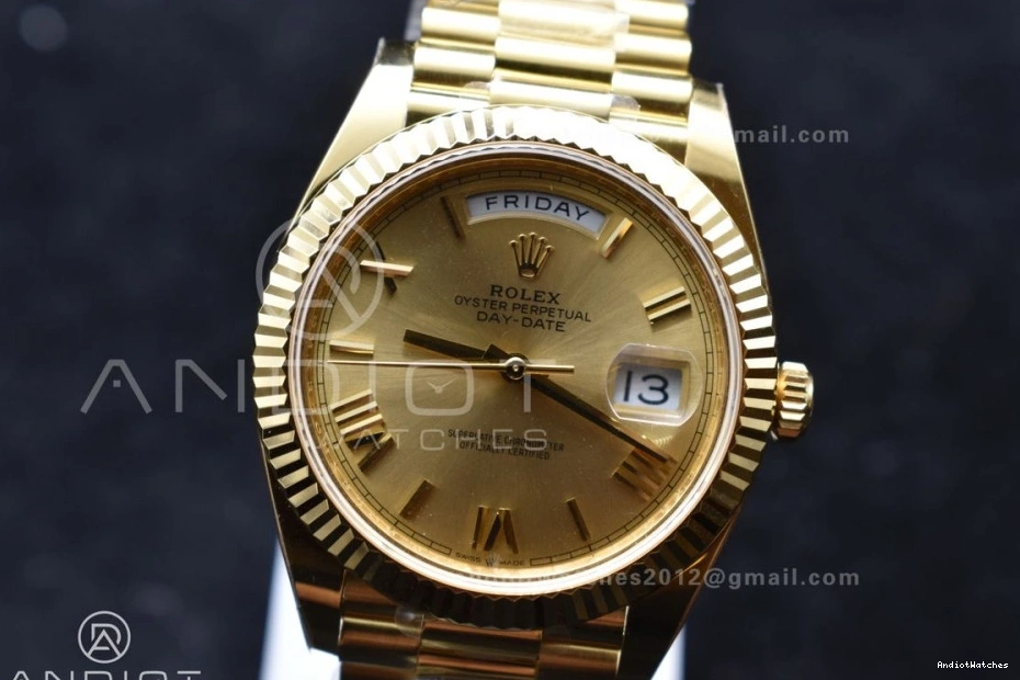 VR3255 658 Gold Day Dial YG On Stretchable Date Weight) Best 1:1 President (Gain ARF 40 228238 Edition Bracelet Roman 0513